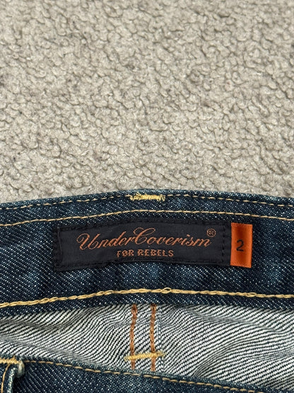 SS07 Undercover Zipper Waist Distressed Indigo Denim Jeans