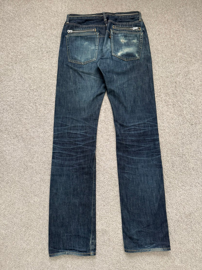 SS07 Undercover Zipper Waist Distressed Indigo Denim Jeans