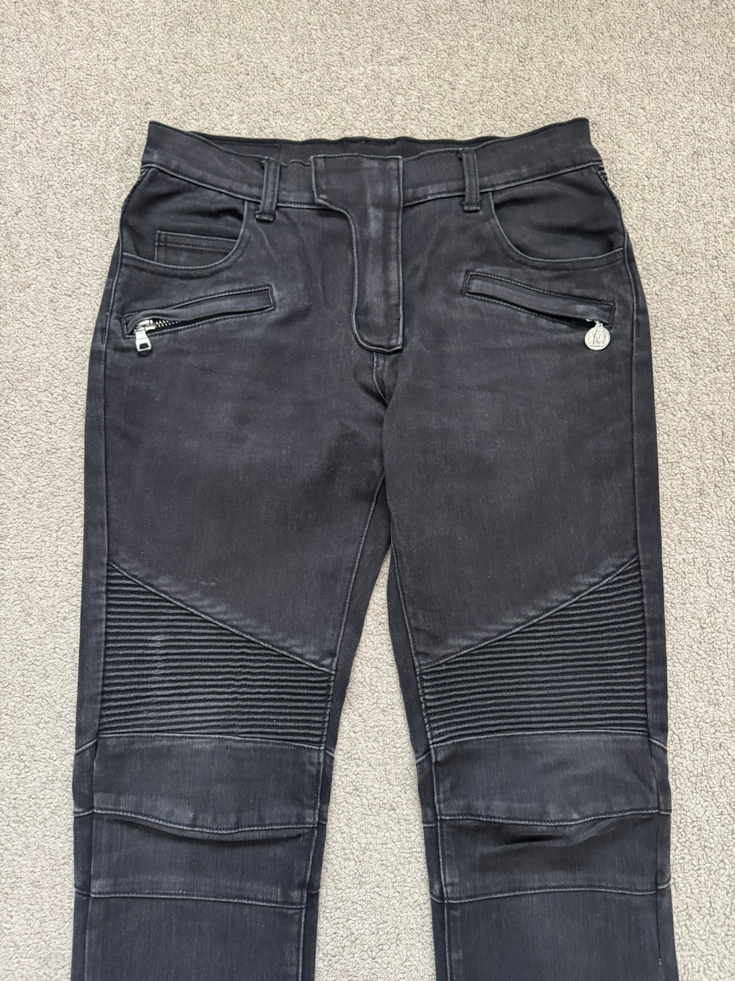 SS11 Balmain by Christophe Decarnin Eagle Coin Biker Denim Jeans