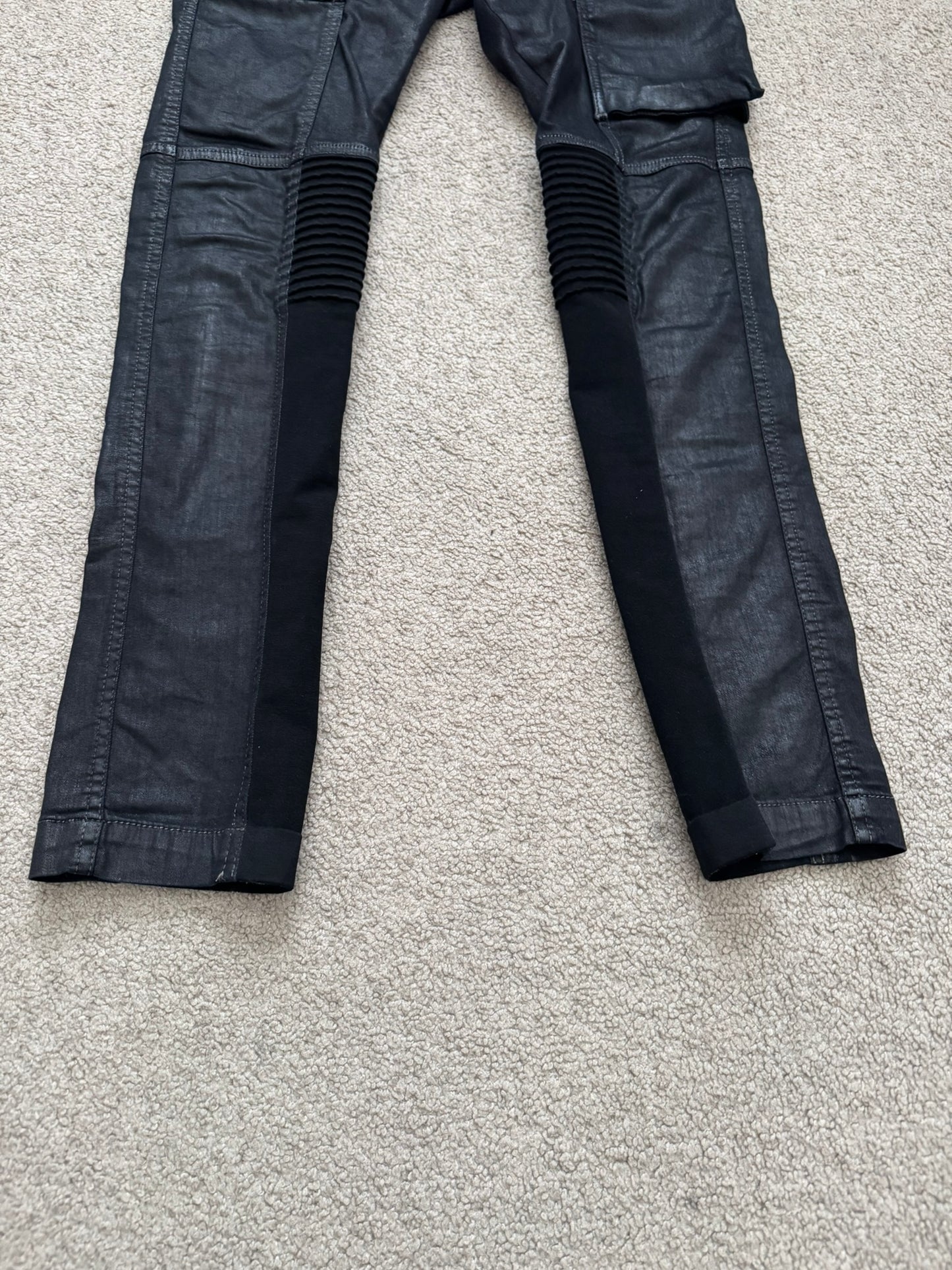 SS15 Rick Owens DRKSHDW Black Waxed Memphis Cut Biker Denim Jeans
