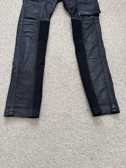 SS15 Rick Owens DRKSHDW Black Waxed Memphis Cut Biker Denim Jeans
