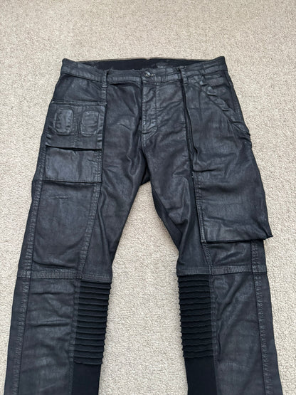 SS15 Rick Owens DRKSHDW Black Waxed Memphis Cut Biker Denim Jeans
