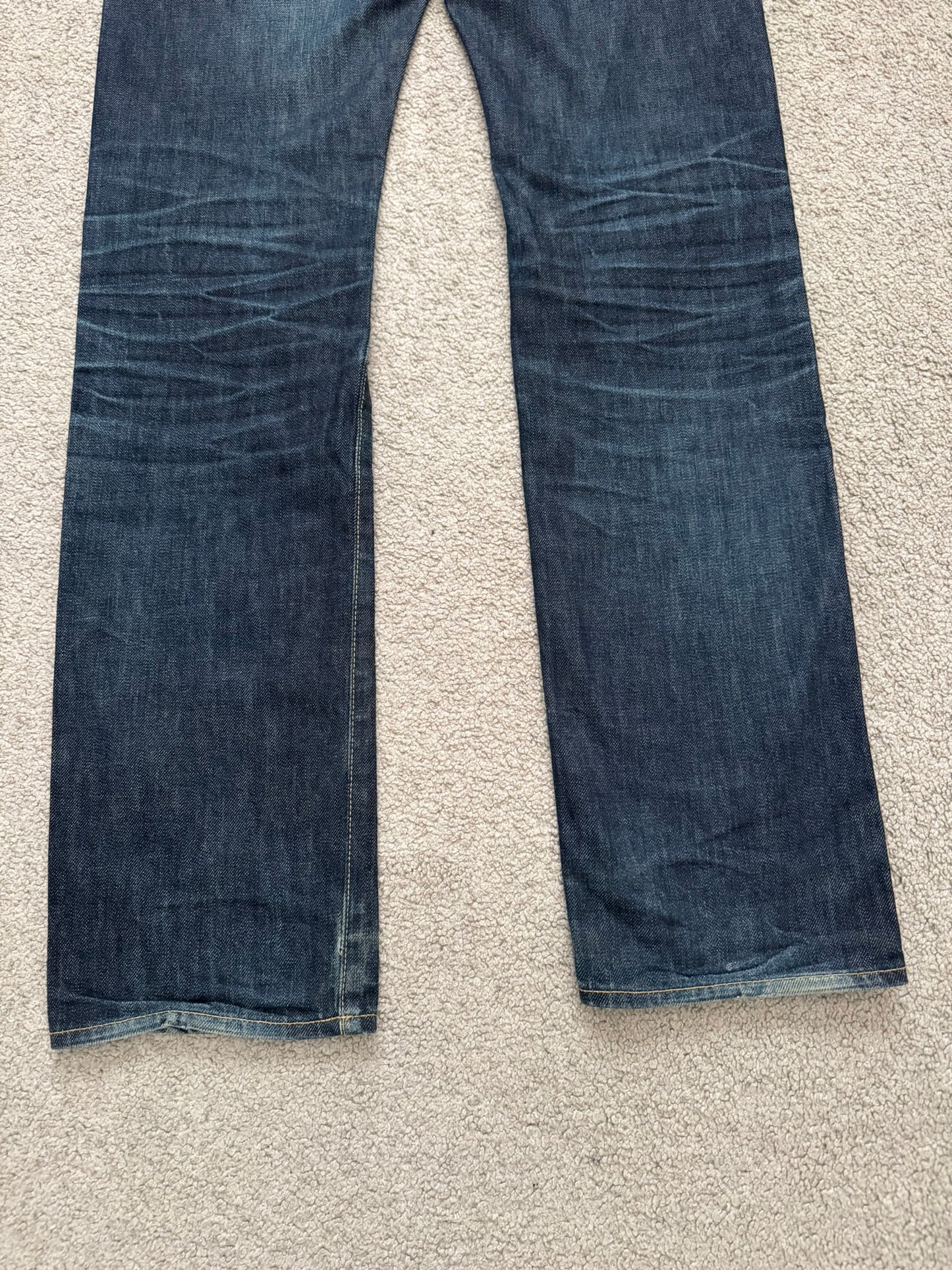 SS07 Undercover Zipper Waist Distressed Indigo Denim Jeans