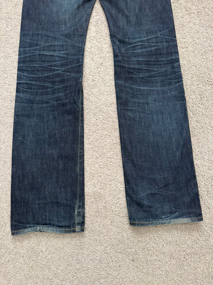 SS07 Undercover Zipper Waist Distressed Indigo Denim Jeans