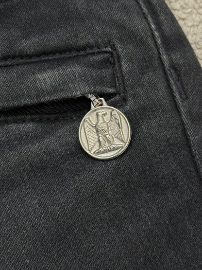 SS11 Balmain by Christophe Decarnin Eagle Coin Biker Denim Jeans