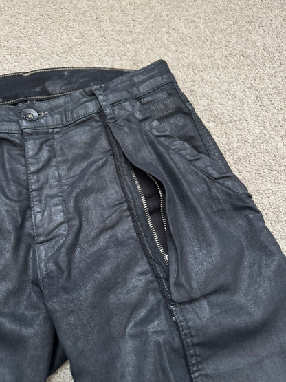 SS15 Rick Owens DRKSHDW Black Waxed Memphis Cut Biker Denim Jeans
