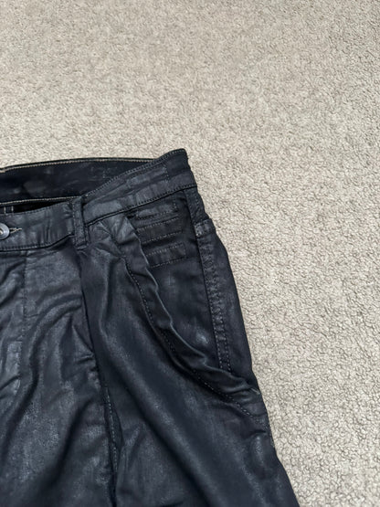 SS15 Rick Owens DRKSHDW Black Waxed Memphis Cut Biker Denim Jeans