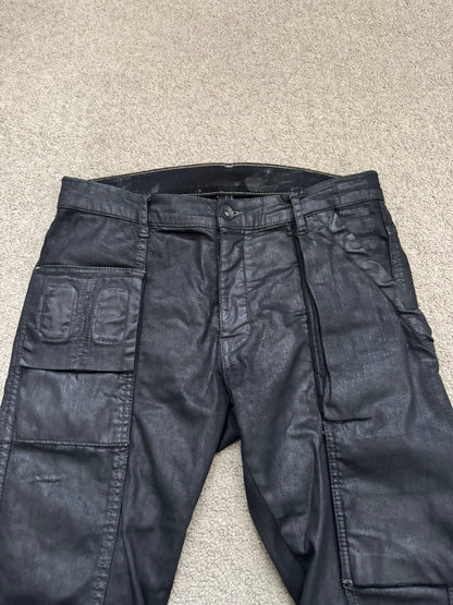 SS15 Rick Owens DRKSHDW Black Waxed Memphis Cut Biker Denim Jeans