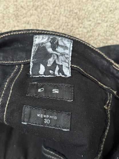 SS15 Rick Owens DRKSHDW Black Waxed Memphis Cut Biker Denim Jeans