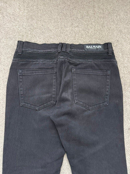 SS11 Balmain by Christophe Decarnin Eagle Coin Biker Denim Jeans