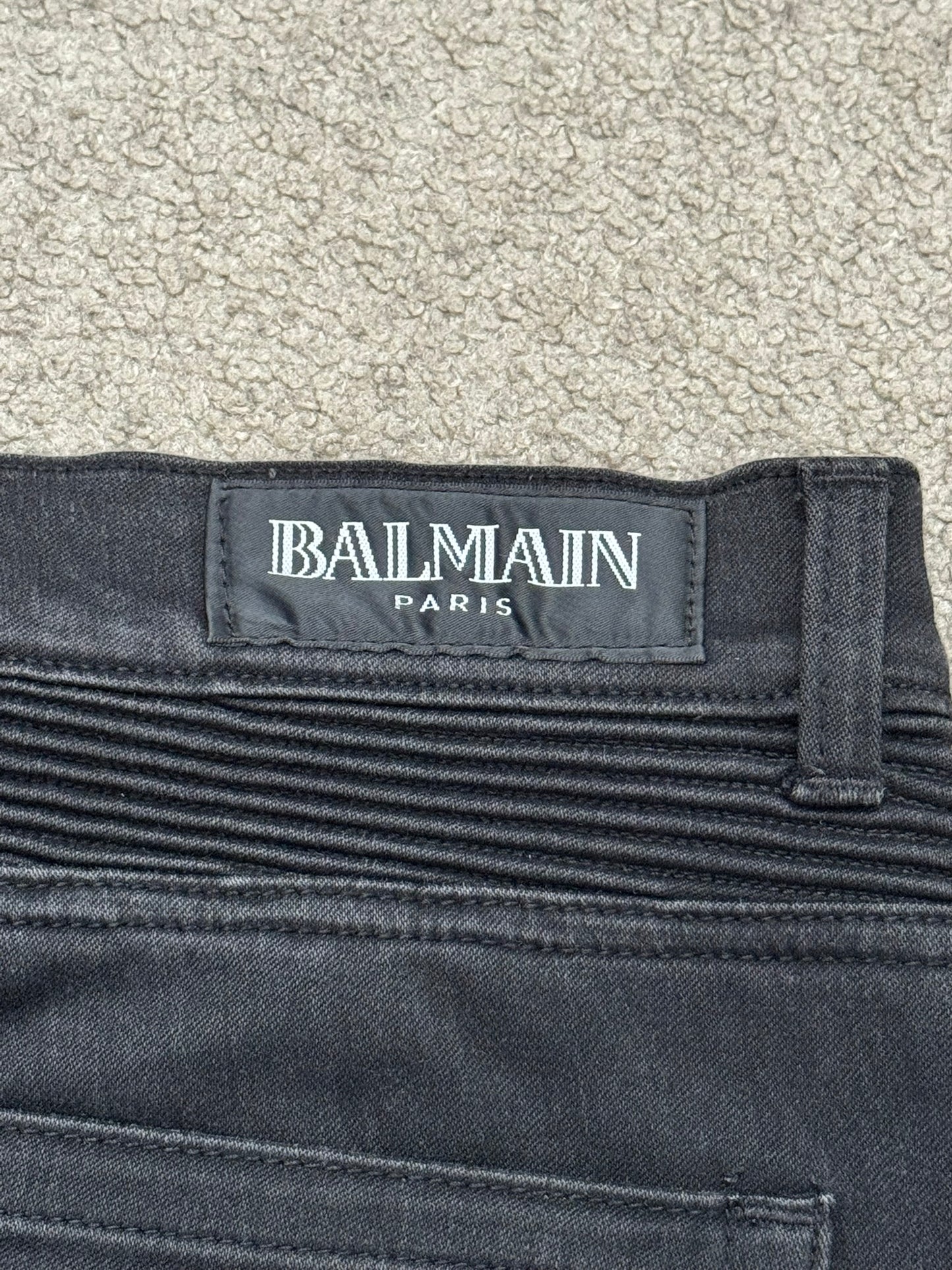 SS11 Balmain by Christophe Decarnin Eagle Coin Biker Denim Jeans