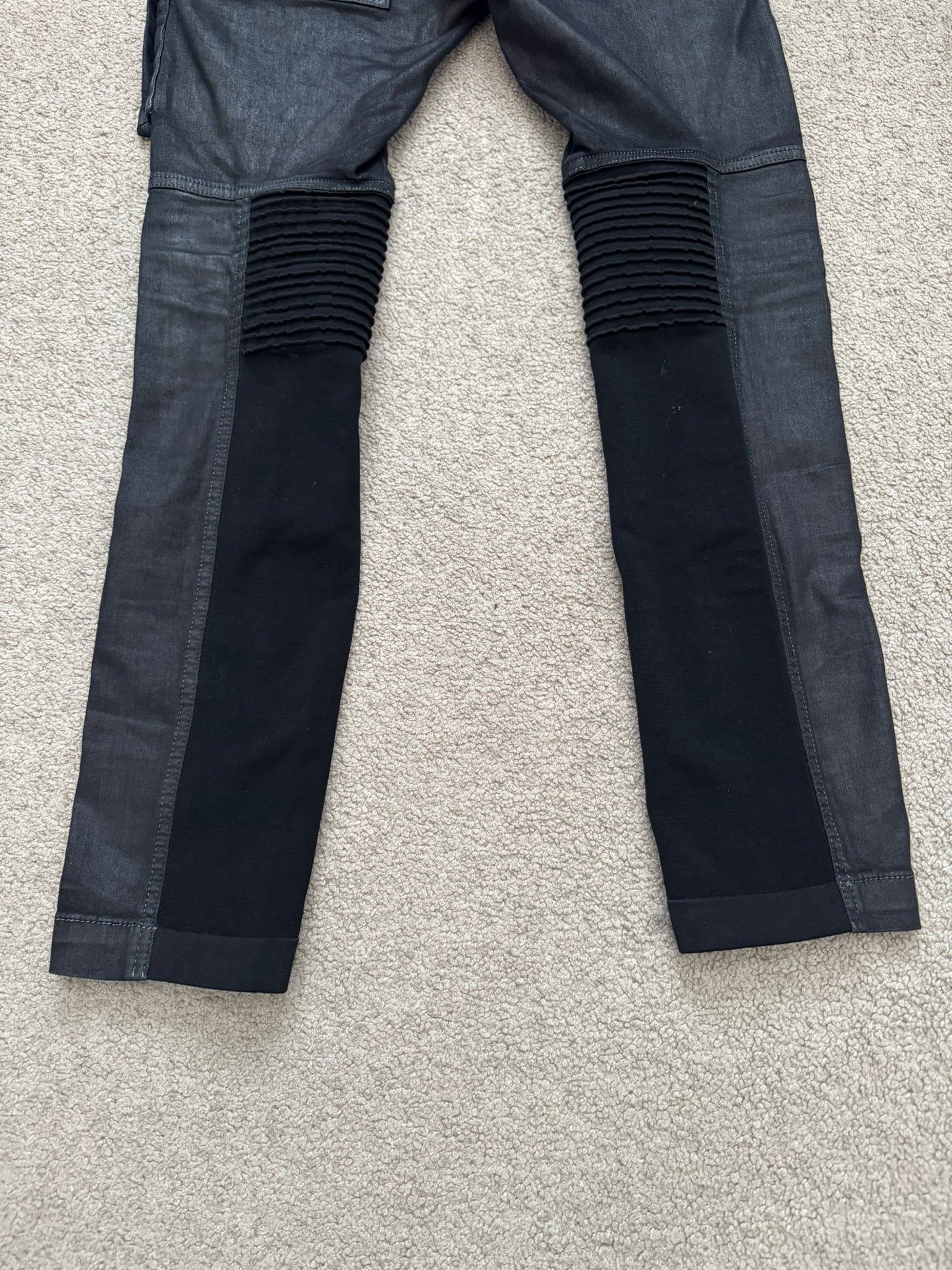 SS15 Rick Owens DRKSHDW Black Waxed Memphis Cut Biker Denim Jeans