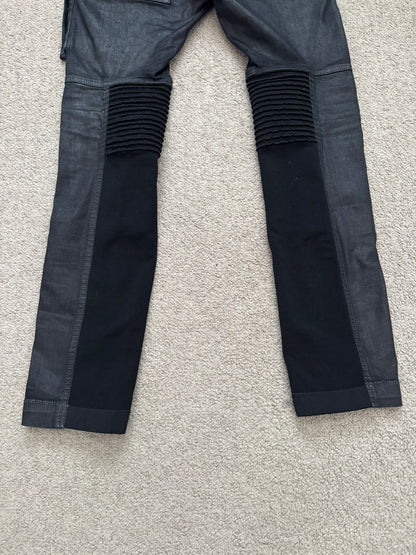 SS15 Rick Owens DRKSHDW Black Waxed Memphis Cut Biker Denim Jeans