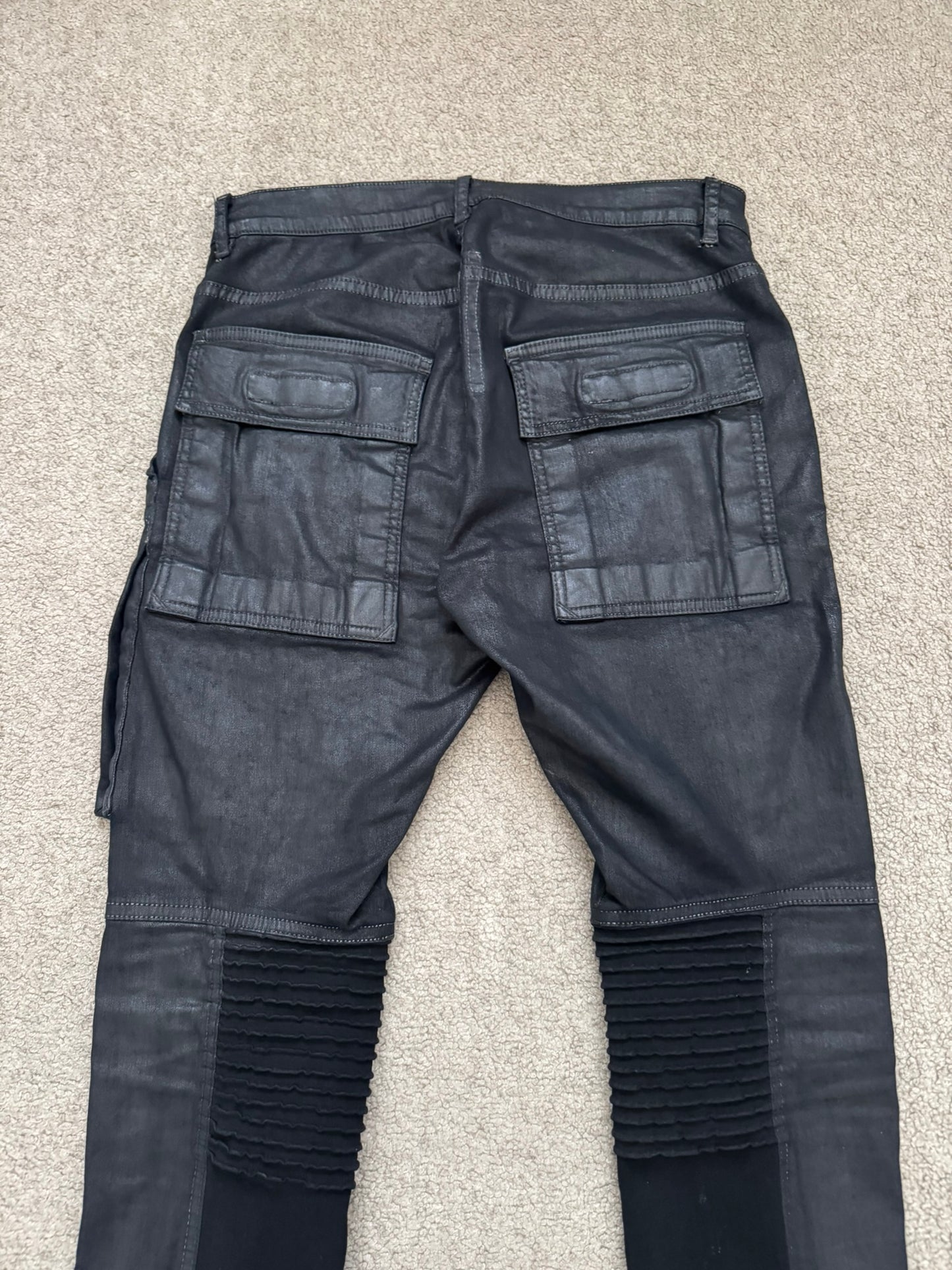 SS15 Rick Owens DRKSHDW Black Waxed Memphis Cut Biker Denim Jeans