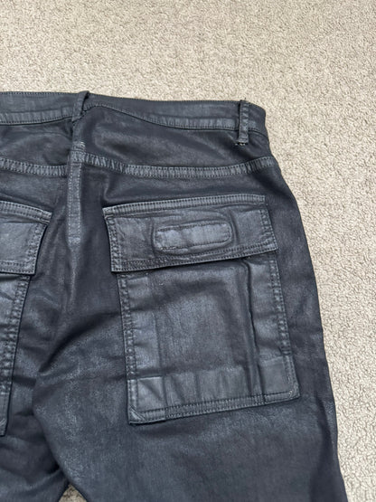 SS15 Rick Owens DRKSHDW Black Waxed Memphis Cut Biker Denim Jeans