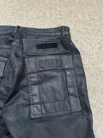 SS15 Rick Owens DRKSHDW Black Waxed Memphis Cut Biker Denim Jeans