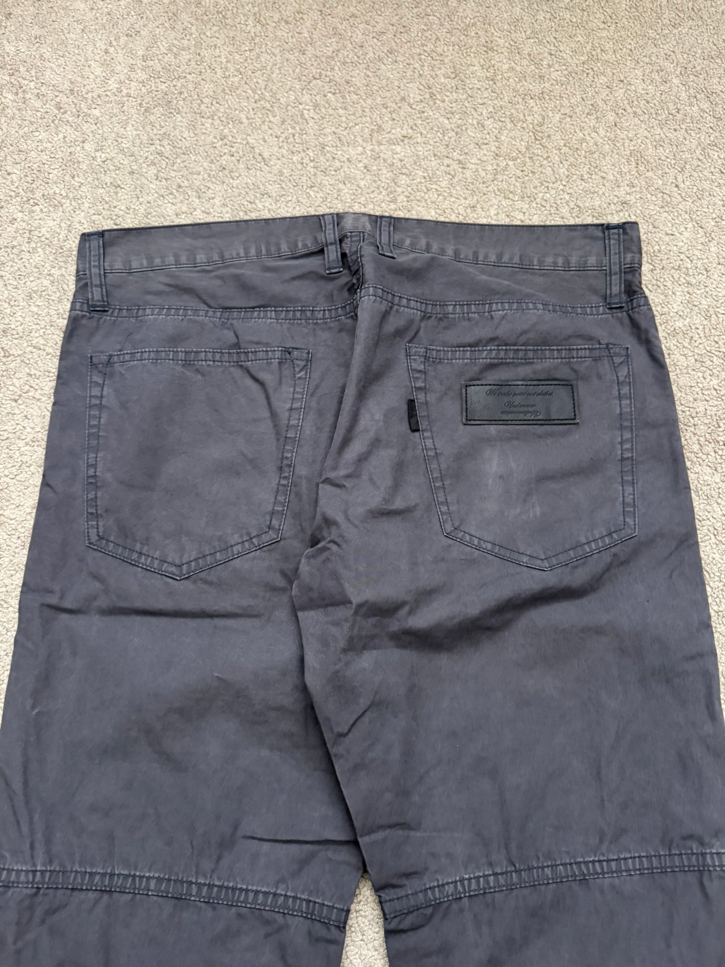 FW08 Undercover Paneled Lightning Bolt Leather Patch Jeans