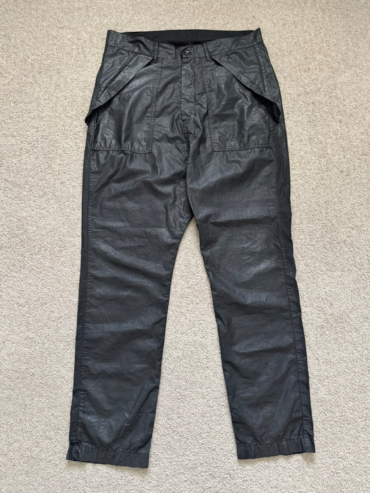 SS15 Rick Owens DRKSHDW Black Waxed Poplin Cargo Pants