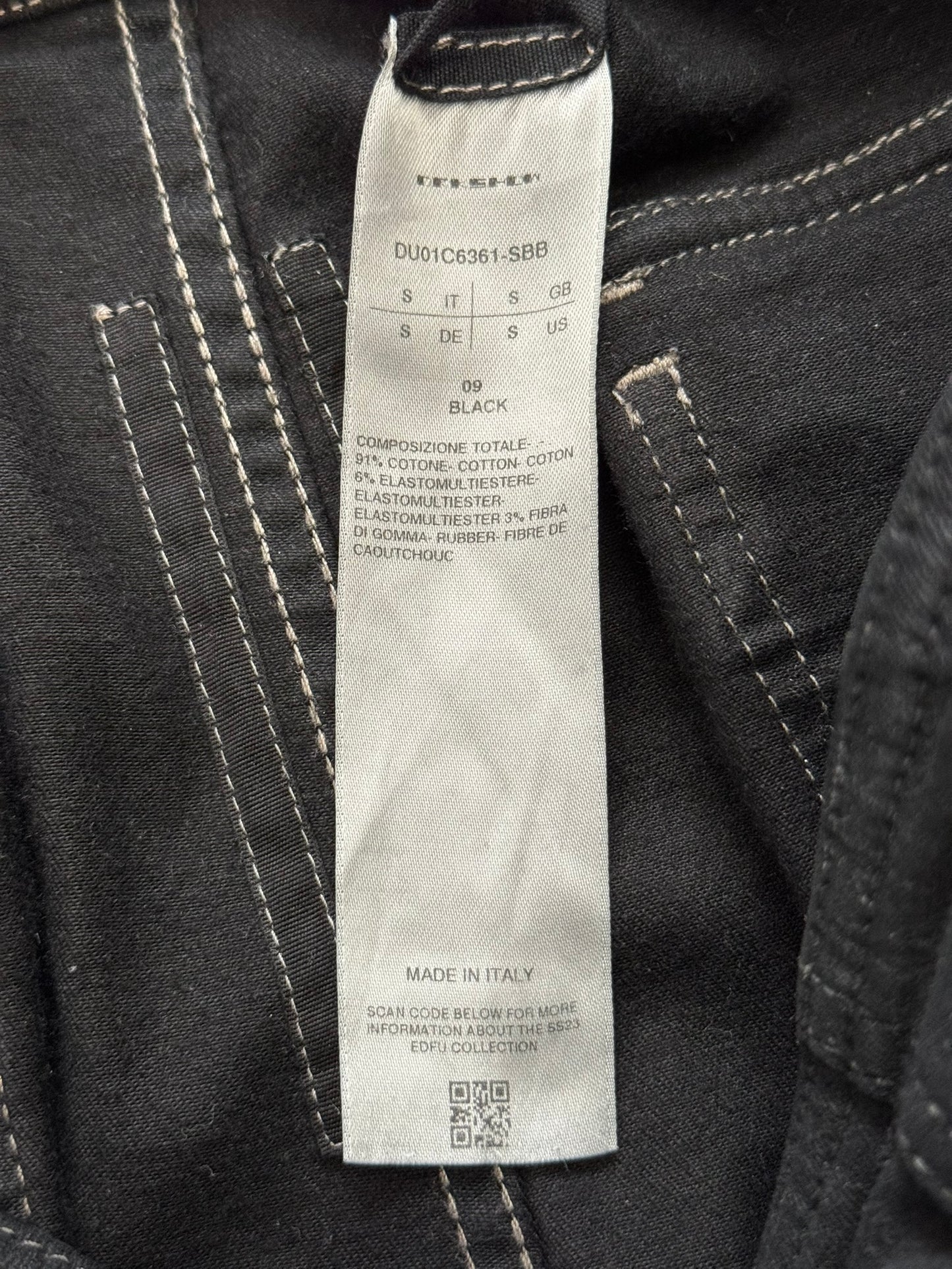 SS23 Rick Owens DRKSHDW Black Waxed Aircut Jogger Denim Pant