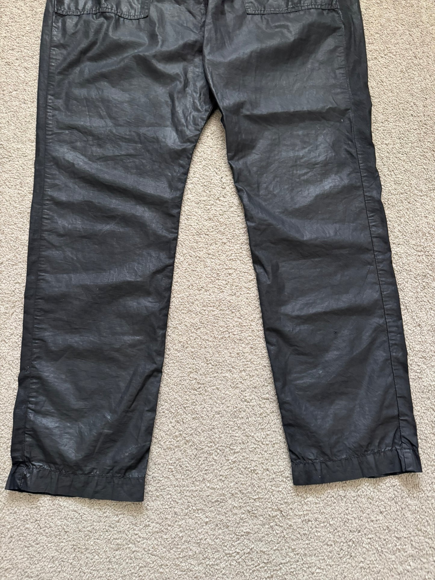 SS15 Rick Owens DRKSHDW Black Waxed Poplin Cargo Pants