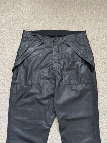 SS15 Rick Owens DRKSHDW Black Waxed Poplin Cargo Pants