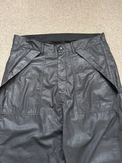 SS15 Rick Owens DRKSHDW Black Waxed Poplin Cargo Pants