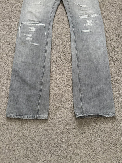 Kazuyuki Kumagai Attachment Repaired Grey Denim Jeans