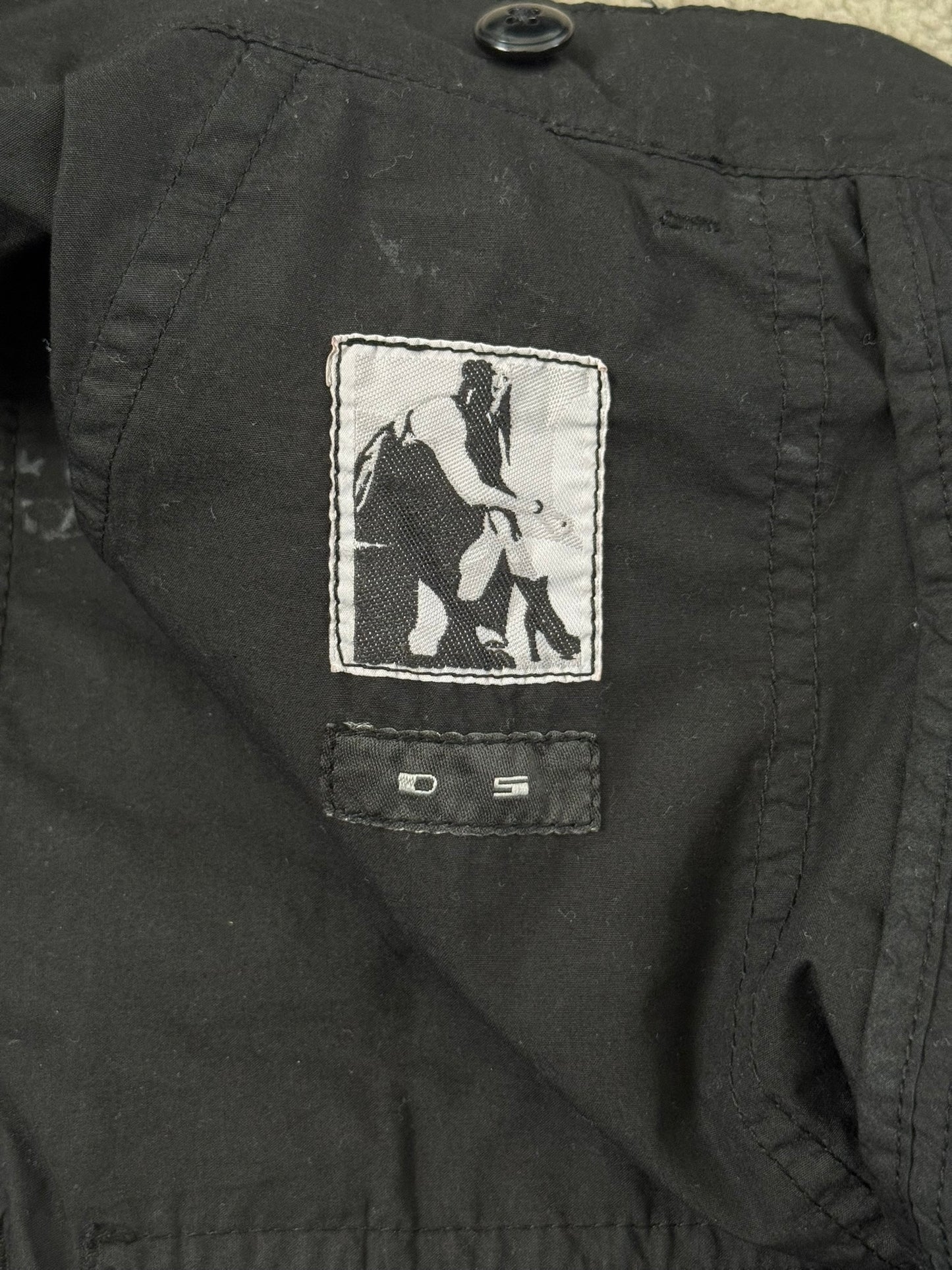 SS15 Rick Owens DRKSHDW Black Waxed Poplin Cargo Pants