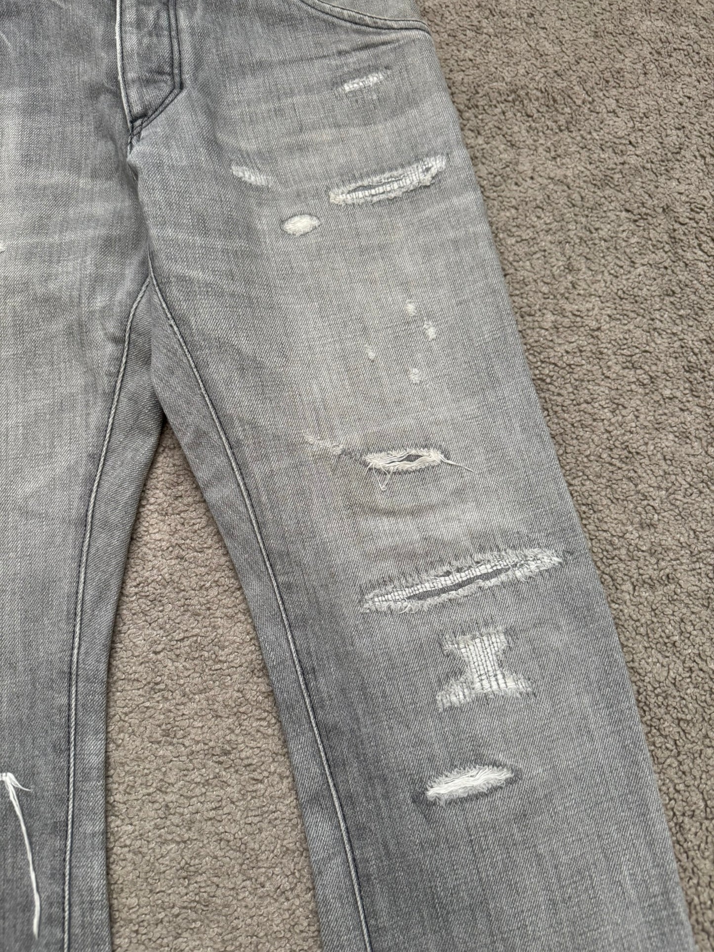 Kazuyuki Kumagai Attachment Repaired Grey Denim Jeans
