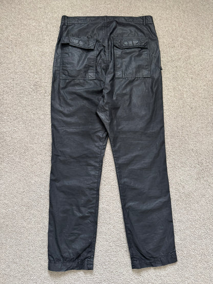 SS15 Rick Owens DRKSHDW Black Waxed Poplin Cargo Pants