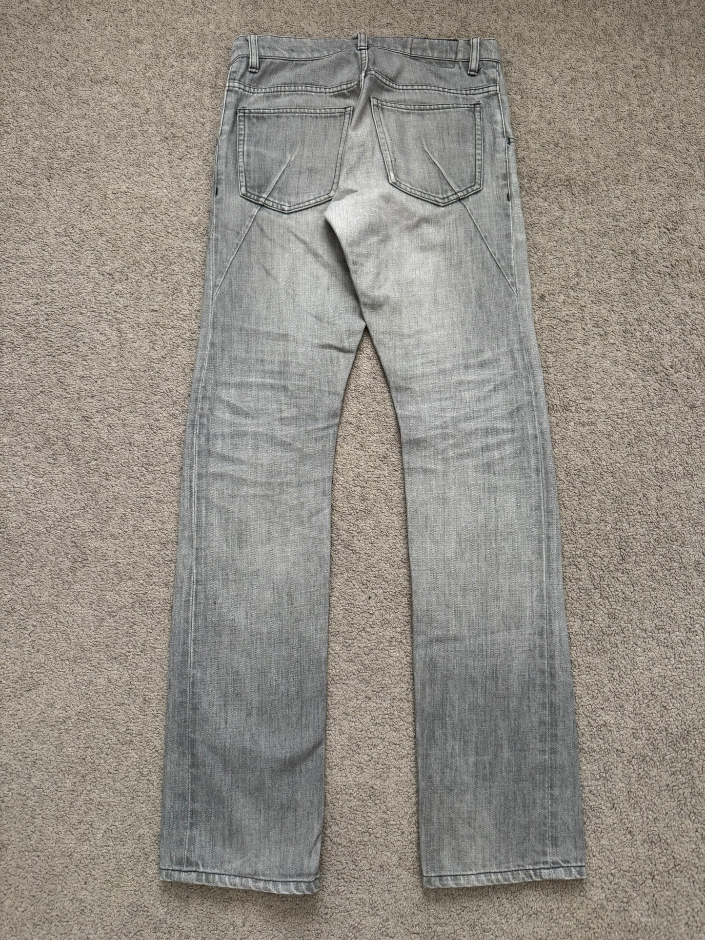 Kazuyuki Kumagai Attachment Repaired Grey Denim Jeans