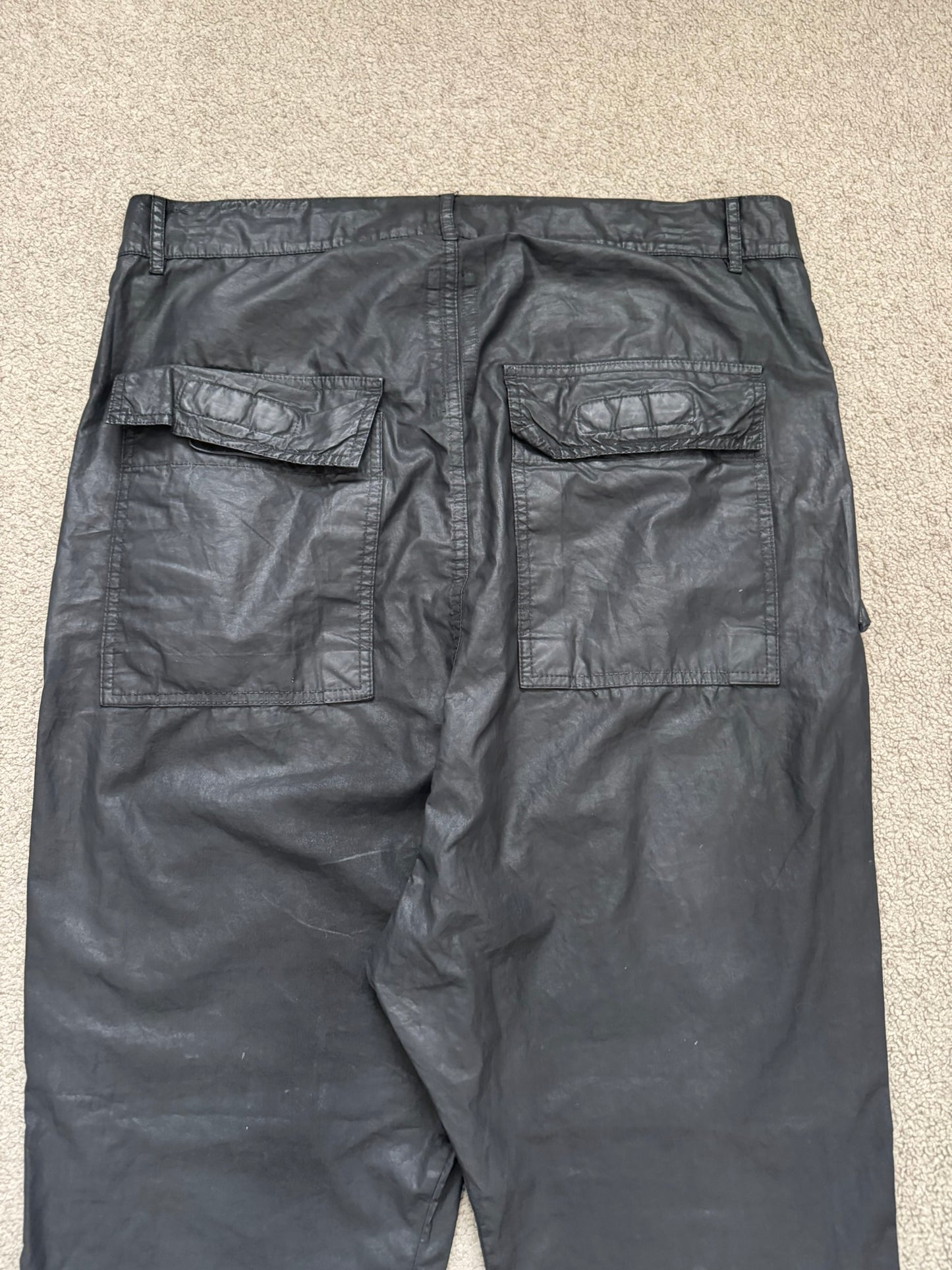 SS15 Rick Owens DRKSHDW Black Waxed Poplin Cargo Pants