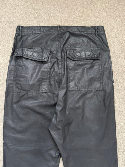 SS15 Rick Owens DRKSHDW Black Waxed Poplin Cargo Pants