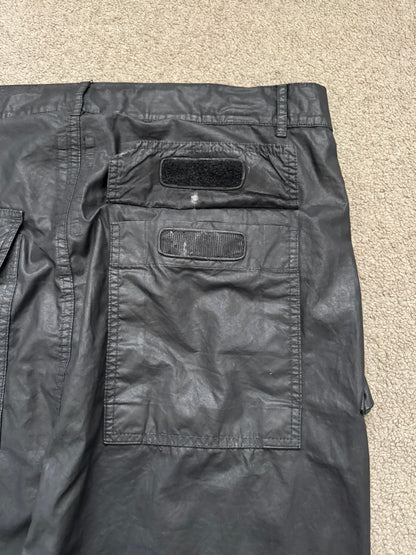 SS15 Rick Owens DRKSHDW Black Waxed Poplin Cargo Pants