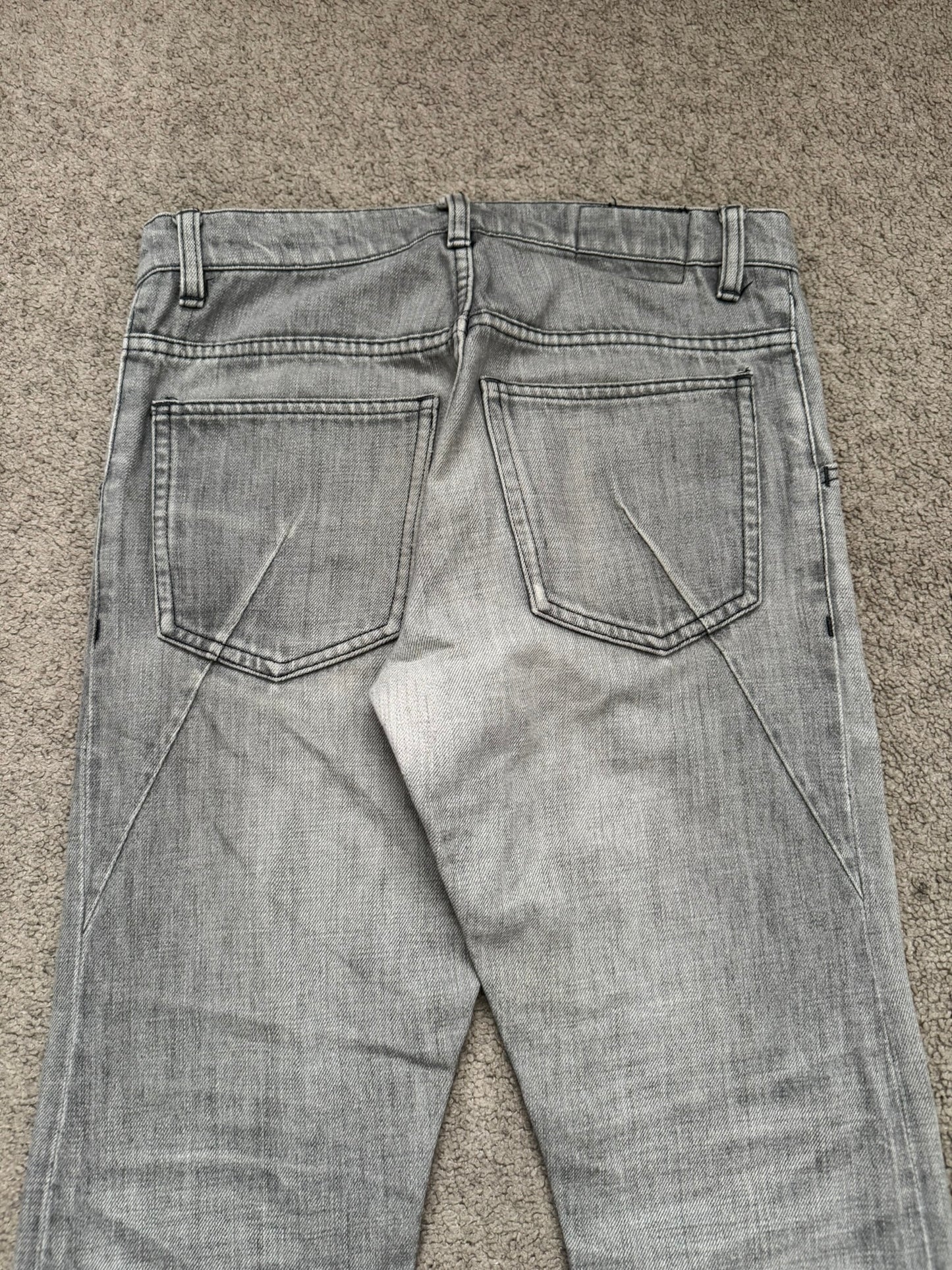 Kazuyuki Kumagai Attachment Repaired Grey Denim Jeans