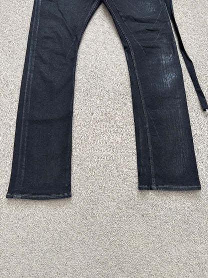 FW21 Rick Owens DRKSHDW Black Foil Waxed Detroit Denim Jeans