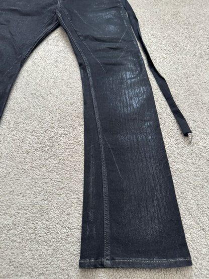 FW21 Rick Owens DRKSHDW Black Foil Waxed Detroit Denim Jeans