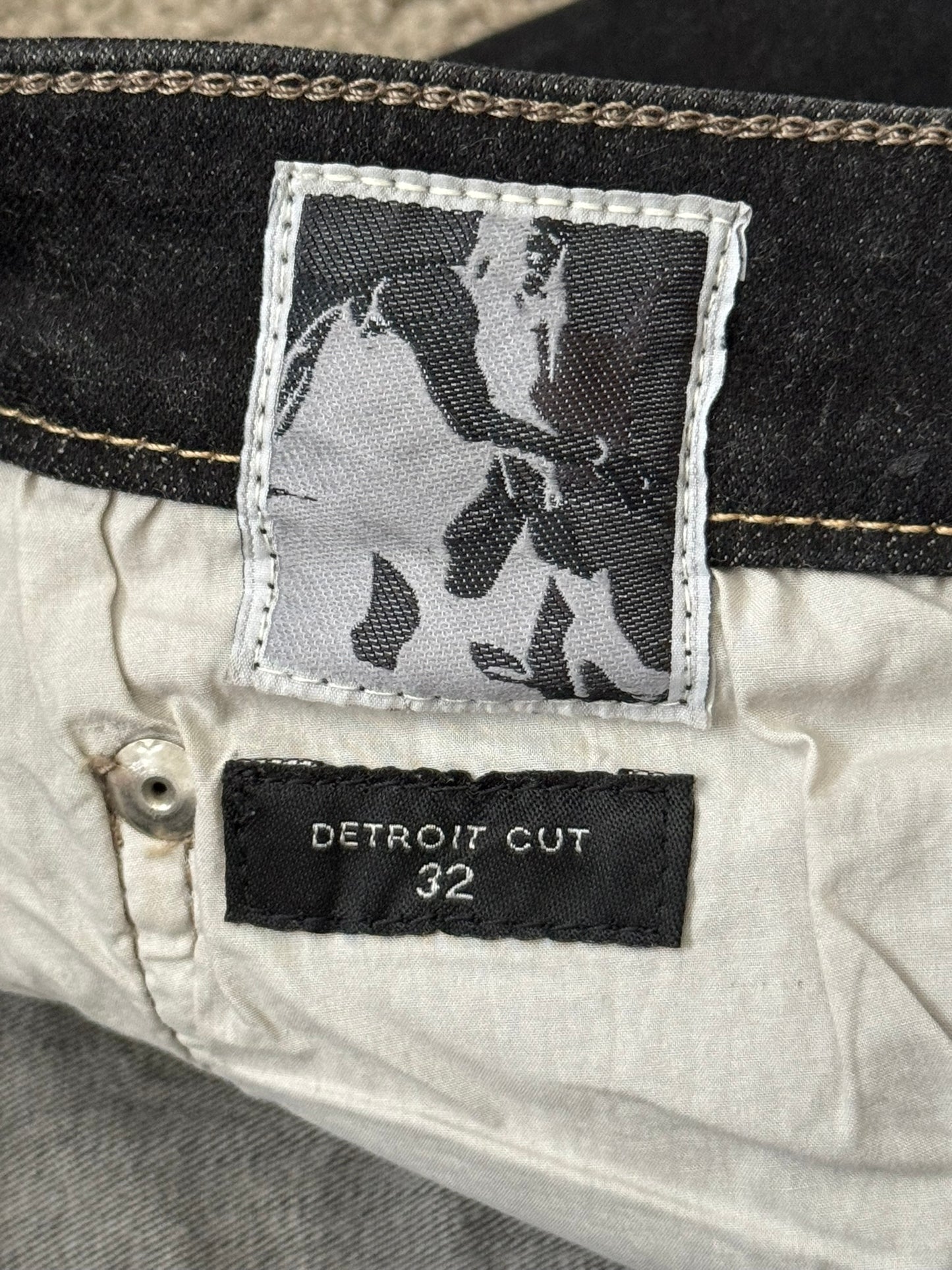 FW21 Rick Owens DRKSHDW Black Foil Waxed Detroit Denim Jeans