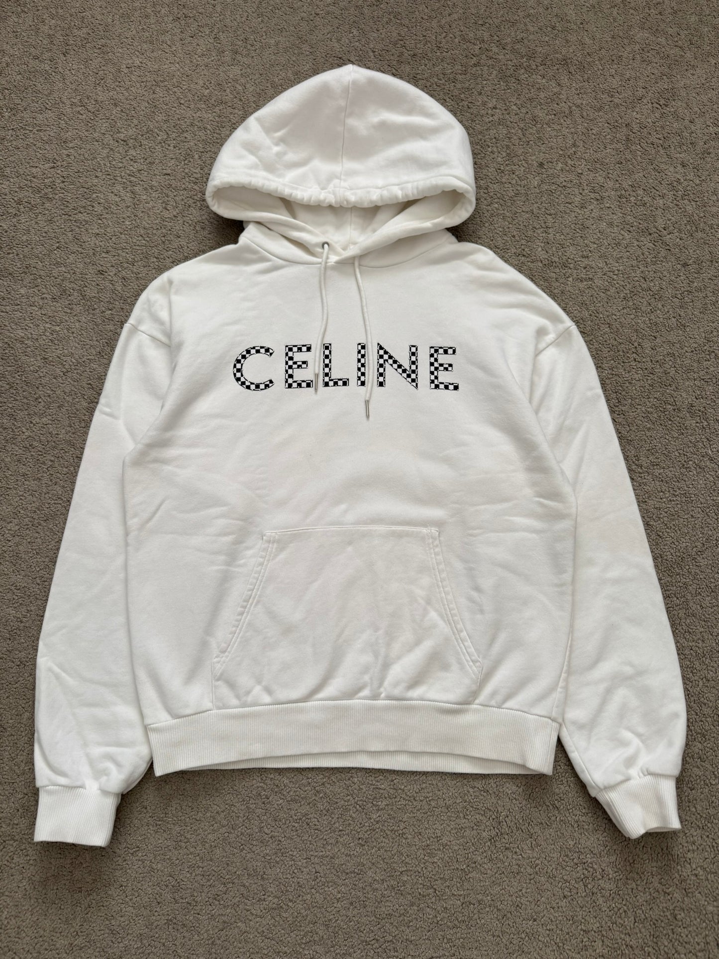 FW21 Celine by Hedi Slimane Studded Checkered Pullover Hoodie