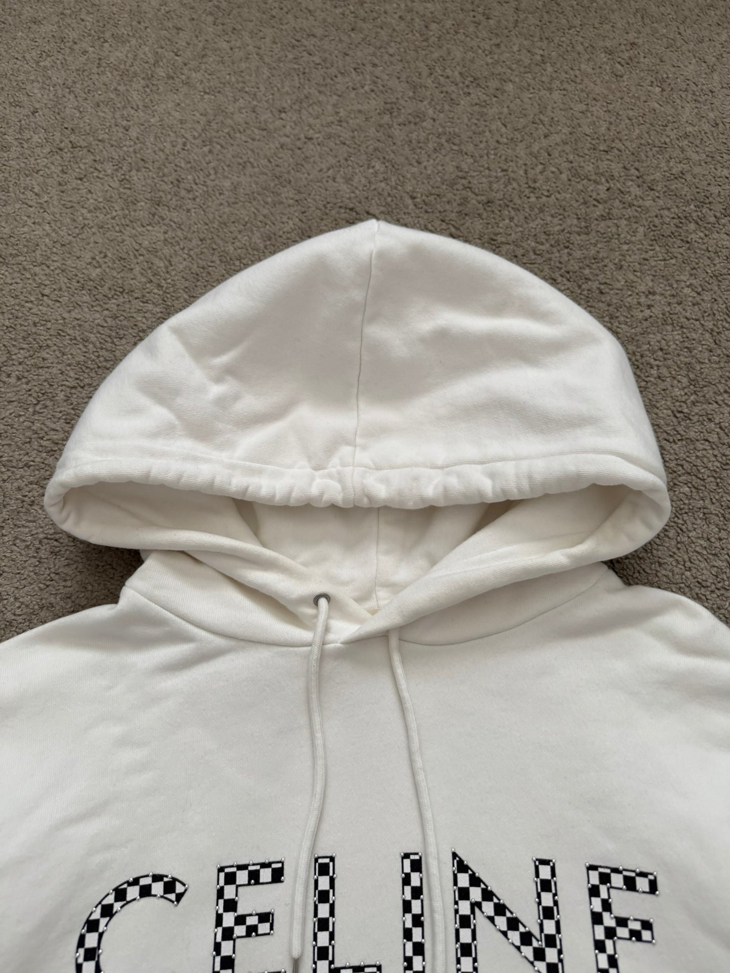 FW21 Celine by Hedi Slimane Studded Checkered Pullover Hoodie