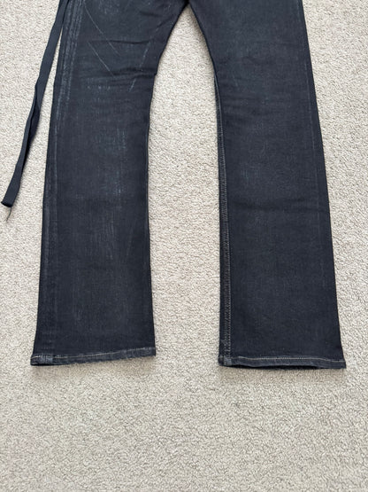 FW21 Rick Owens DRKSHDW Black Foil Waxed Detroit Denim Jeans