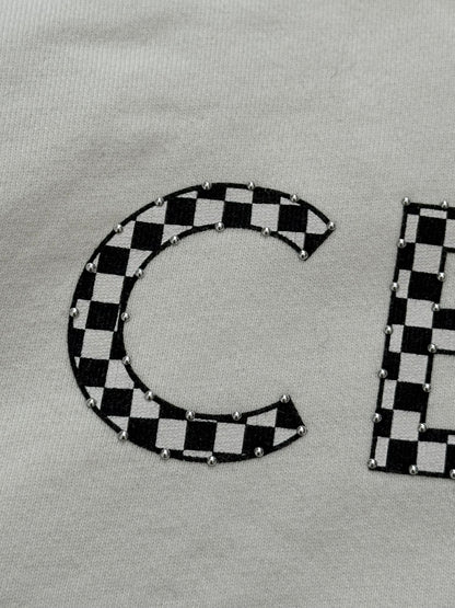 FW21 Celine by Hedi Slimane Studded Checkered Pullover Hoodie