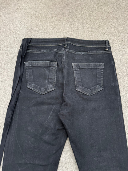 FW21 Rick Owens DRKSHDW Black Foil Waxed Detroit Denim Jeans