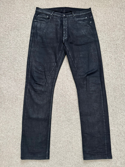 SS15 Rick Owens DRKSHDW Black Waxed Torrence Cut Denim Jeans