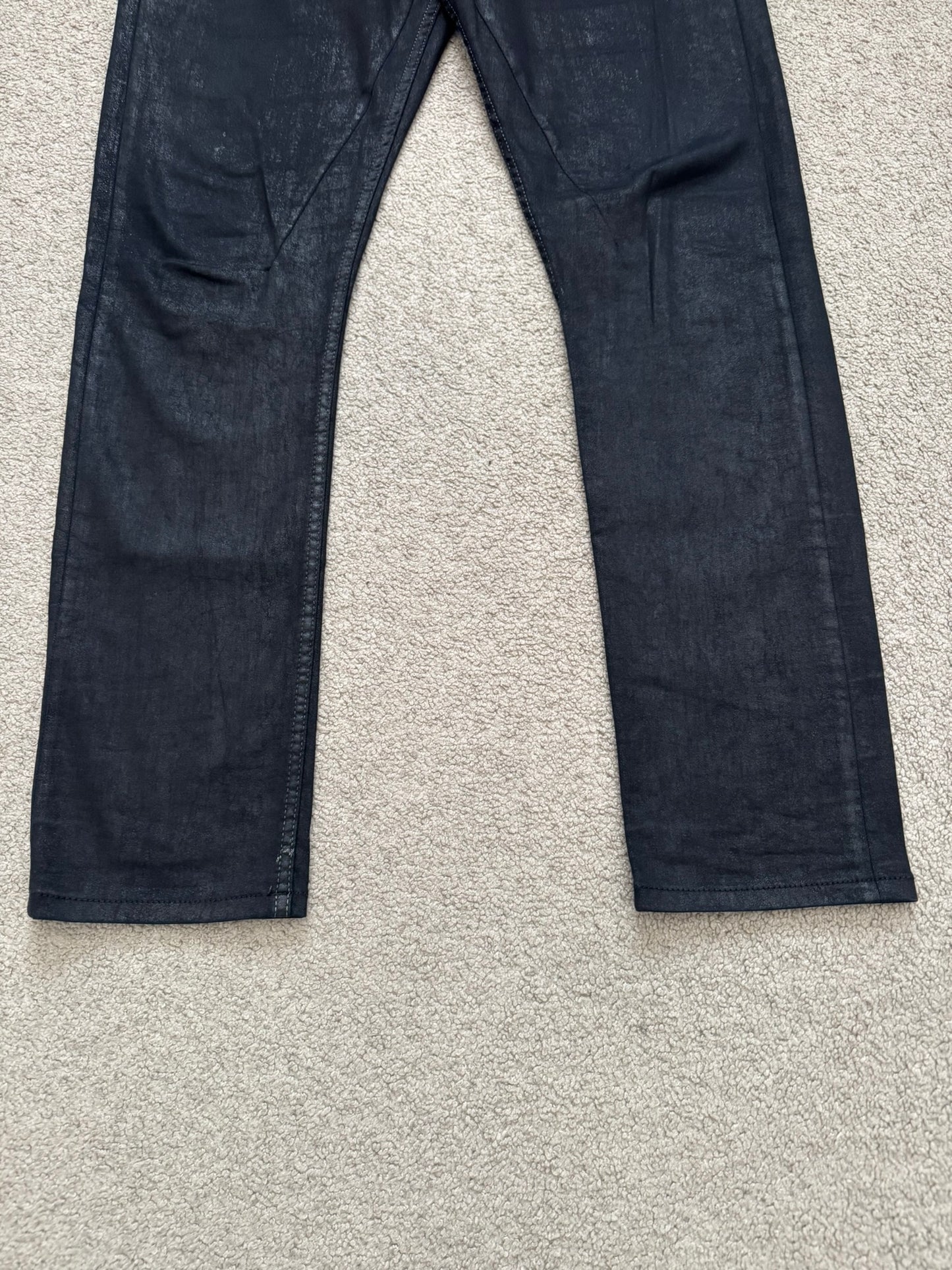 SS15 Rick Owens DRKSHDW Black Waxed Torrence Cut Denim Jeans