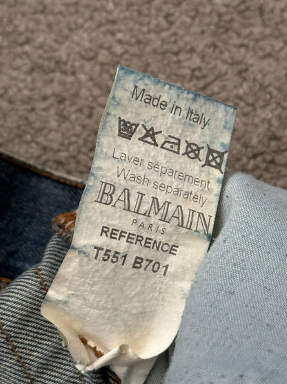SS11 Balmain by Christophe Decarnin Faded Zip Biker Denim Jeans