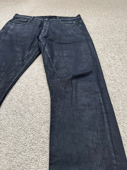 SS15 Rick Owens DRKSHDW Black Waxed Torrence Cut Denim Jeans