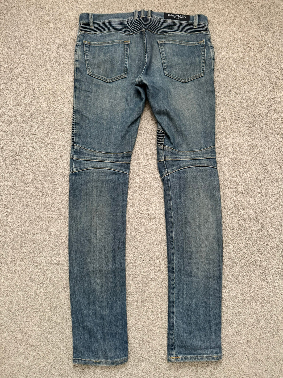 SS11 Balmain by Christophe Decarnin Faded Zip Biker Denim Jeans