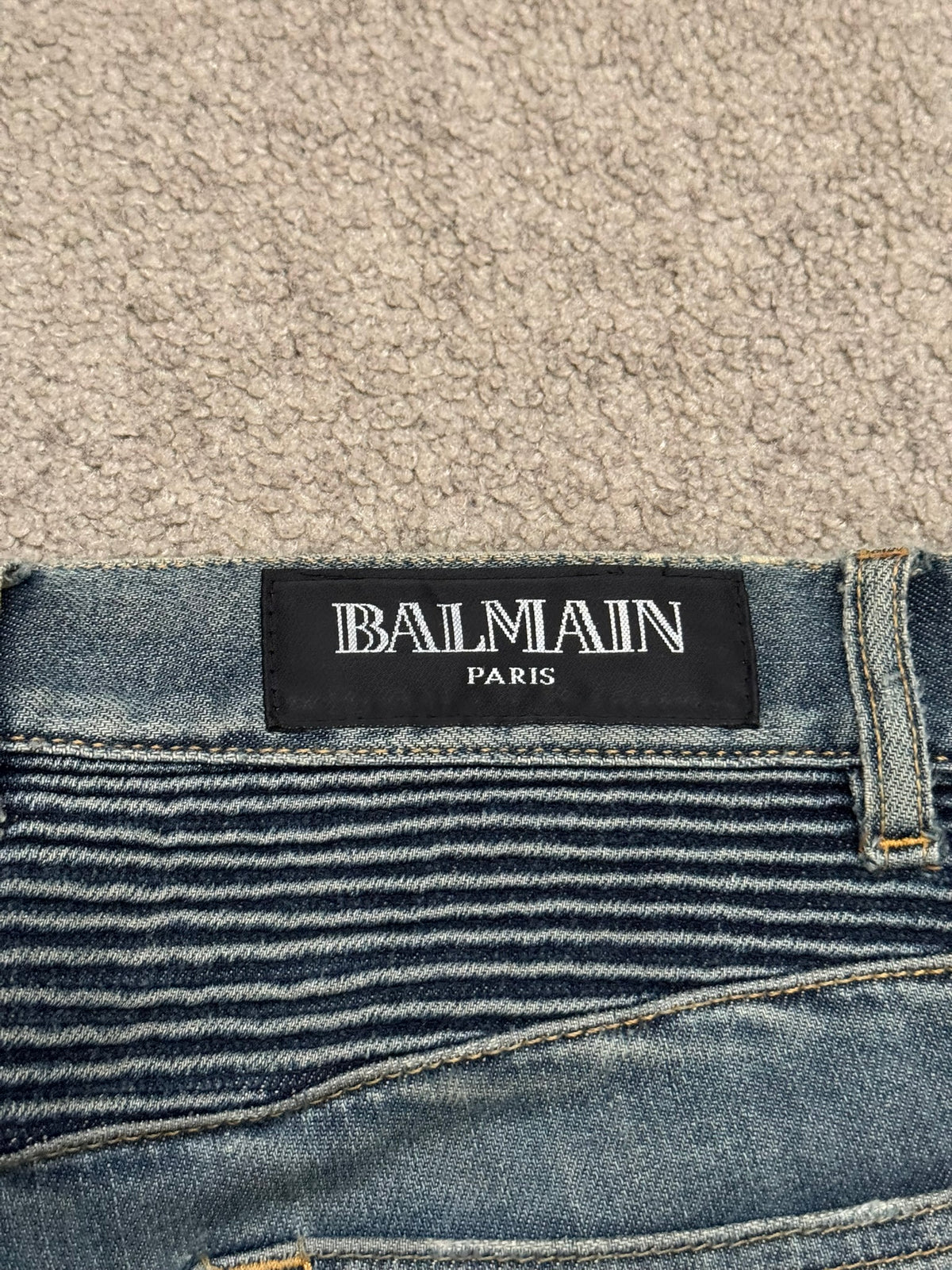 SS11 Balmain by Christophe Decarnin Faded Zip Biker Denim Jeans