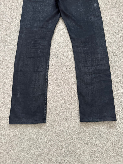 SS15 Rick Owens DRKSHDW Black Waxed Torrence Cut Denim Jeans